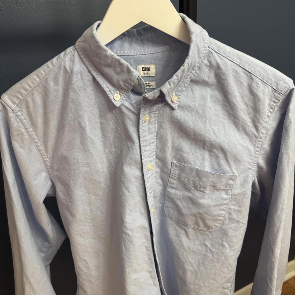 Uniqlo, Light Blue, Mens Button Down Dress Shirt, Small